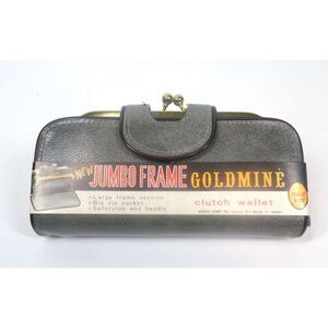 Vintage 1960s McDuff Jumbo Frame Goldmine Gray Clutch Wallet Wristlet NWT